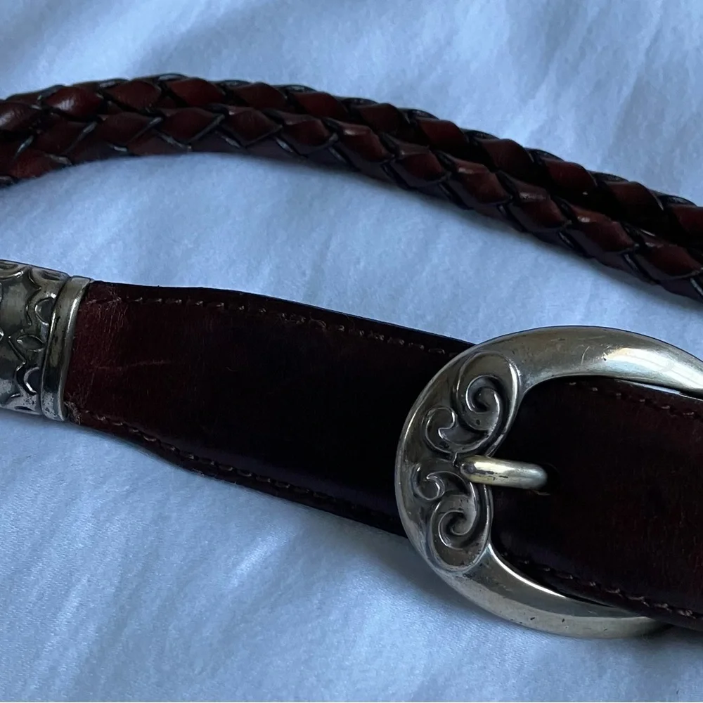 FOSSIL  Western Braided Classic Brown Leather Belt